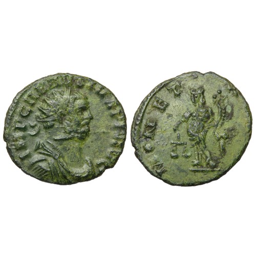 225 - Carausius antoninianus. Circa 286-293 AD. Billon, 3.33g. 21mm. Radiate and draped bust right, IMP CA... 