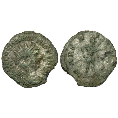 226 - Carausius antoninianus. Circa 286-293 AD. Billon, 2.25g. 21mm. Radiate and draped bust right, IMP C ... 