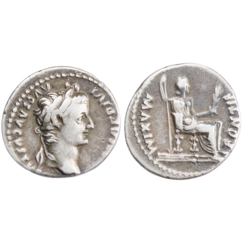 179 - Tiberius Denarius 'Tribute penny'. 14-37 AD. Lugdunum. 3.82g, 19mm. Laureate head of Tiberius right.... 