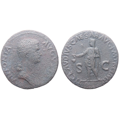 184 - Antonia As, 41-45 Rome mint. Draped bust right, ANTONIA - AVGVSTA. R. TI CLAVDIVS CAESAR AVG P M TR ... 