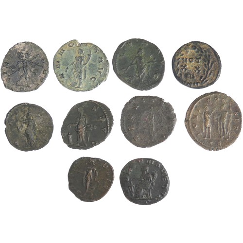 240 - Roman Antoninianii (10). Circa 3rd century AD. To include coins from the reigns of, Gallienus, Aurel... 