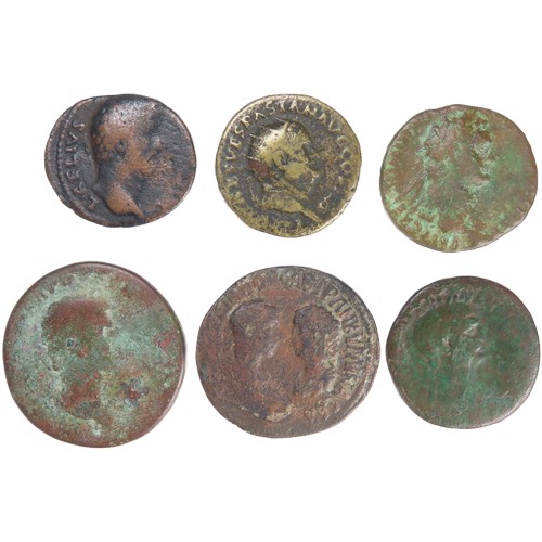 244 - Roman bronze coin group (6). Circa 1st-2nd century AD. To include, sestertius, dupondius and as from... 