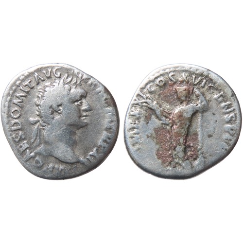 190 - Domitian Denarius. 90 AD. IMP CAES DOMIT AVG GERM P M TR P X, laureate head right. R. IMP XXI COS XV... 