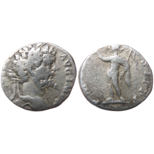 205 - Septimius Severus Denarius. 197 AD.  L SEPT SEV PERT AVG IMP VIIII, laureate head right. R. P M TR P... 