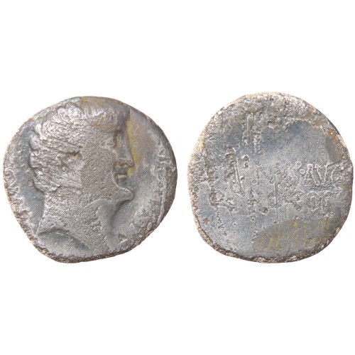 178 - Mark Anthony Denarius. Athens, summer 32 BC. Silver, 2.50g. 17.66 mm. Bare head right, ANTON AVG IMP... 