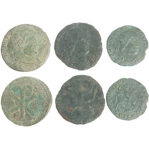 233 - Magnentius Bronze Coin Group (3). 350-353 AD.  2 x Maiorina. R .SALVS DD NN AVG ET CAES, Christogram... 