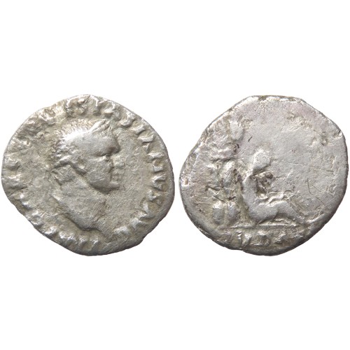 188 - Vespasian Silver Denarius. Rome, 69-70 AD. IMP CAESAR VESPASIANVS AVG, Laureate head right. R. IVDAE... 