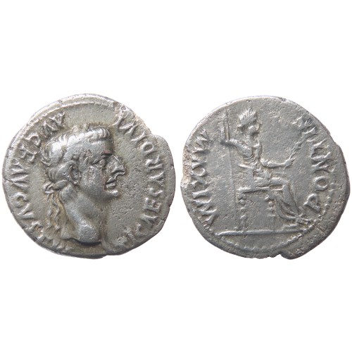 180 - Tiberius Denarius 'Tribute penny'. 14-37 AD. Lugdunum. 3.82g, 19mm. Laureate head of Tiberius right.... 