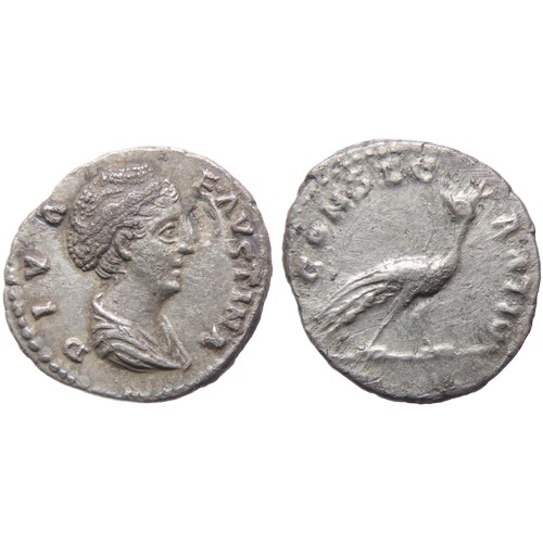 198 - Faustina Denarius (DIVA), 141-161 AD, struck under Antoninus Pius. Draped bust right, DIVA FAVSTINA.... 