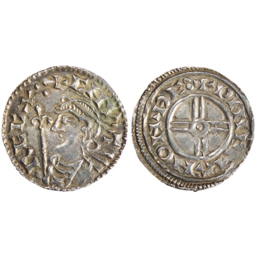 261 - Cnut Penny. 1016-1035 AD. Thetford mint. Bust left with sceptre, CNVT RECX. R. Short cross with annu... 