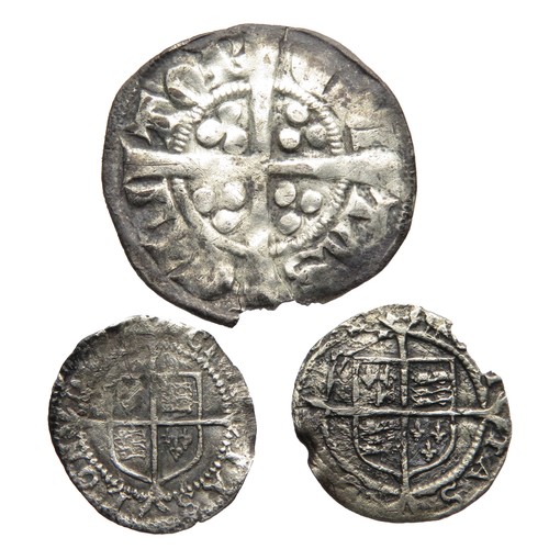 327 - British hammered coin group (3). Circa 13th-16th century AD. Edward I penny and 2 Elizabeth I pennie... 