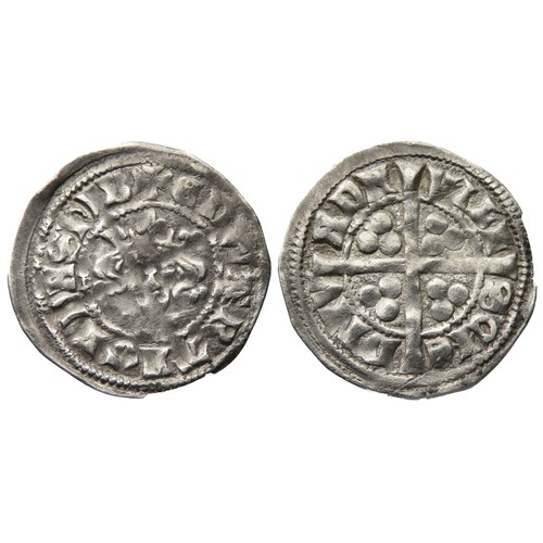 296 - Edward II penny, 1307-27 AD. Bury St Edmunds. Crowned facing bust, +EDWAR ANGL DNS HYB. R. Cross wit... 