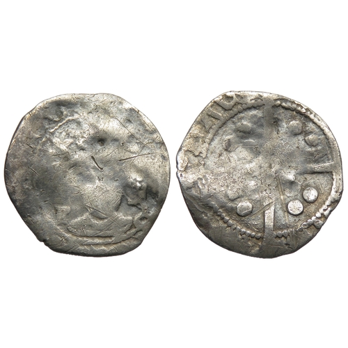 342 - Richard III penny, 1483-1485 AD. York mint. Crowned facing bust, T and upright key at neck. R. Cross... 