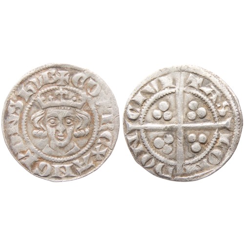 284 - Edward I Penny, 1272-1307 AD. London, class 1c. Crowned facing bust, +EDW REX ANGL DNS HYB. R. Cross... 