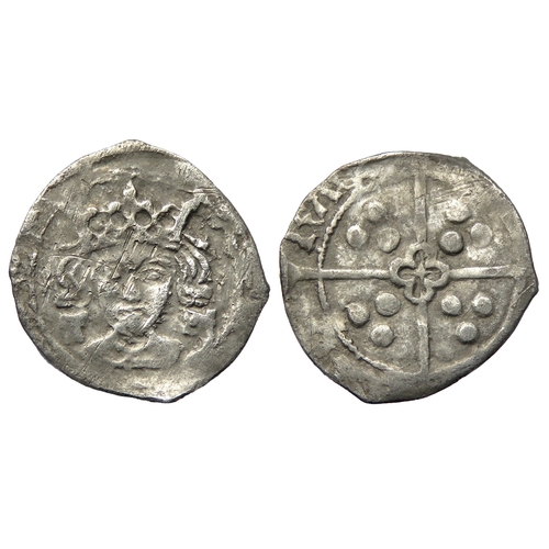 344 - Richard III penny, 1483-1485 AD. York mint. Crowned facing bust, T and upright key at neck. R. Cross... 