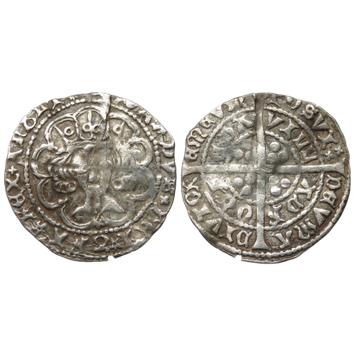 323 - Edward IV Drogheda Irish groat. First cross and pellet coinage, 1465 AD. Crowned facing bust, fleure... 