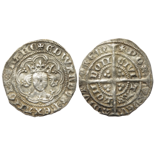 304 - Edward III halfgroat. Pre-treaty period, 1351-61 AD. London, series G. Crowned facing bust, annulet ... 