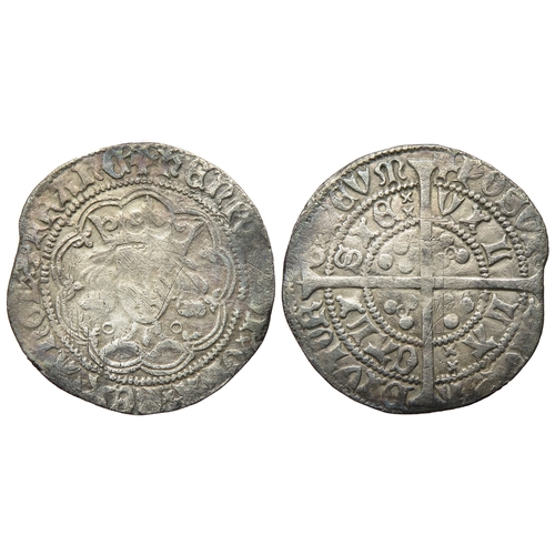 309 - Henry VI groat. Annulet issue, 1422-30 AD. Crowned facing bust, annulets at neck. R. Cross with pell... 