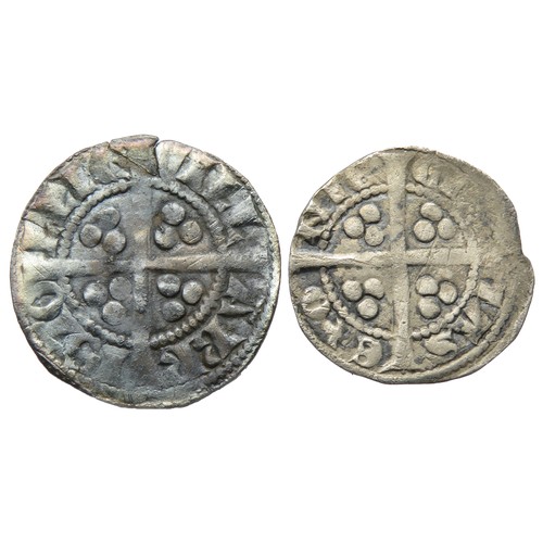 287 - Edward I pennies (2), 1279-1307 AD. Exeter mint class 9b & Bristol mint class 3c. Largest 20mm. ... 