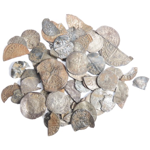 321 - Large Group of British Hammered Coinage. Circa 12th-17th century AD. Damaged / cut coinage to includ... 