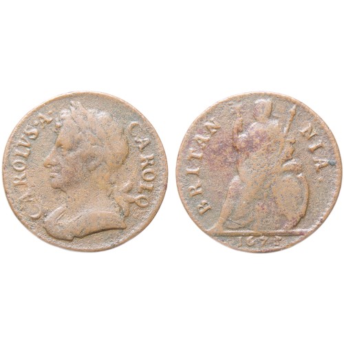 429 - Charles II 1672 Farthing. Copper, 5.17g. 22mm. Laureate bust left, CAROLVS II CAROLO. R. BRITANNIA, ... 