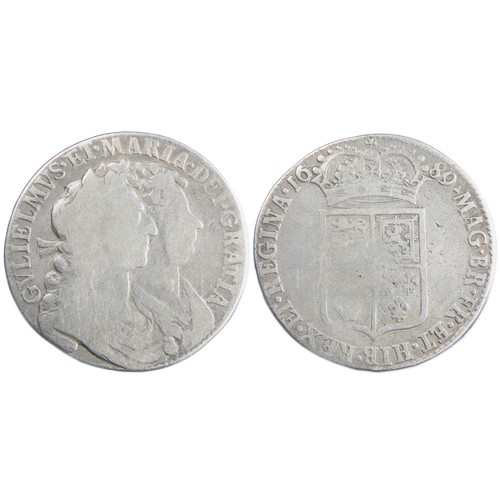 430 - William and Mary Halfcrown 1689. Silver, 14.80g. 33mm. Conjoined busts right, GVLIELMVS ET MARIA DEI... 