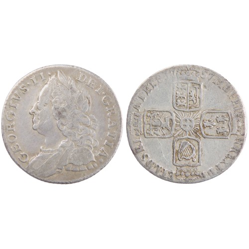 442 - George II Sixpence 1757. Silver, 2.94g. 20mm. Old laureate and draped bust left, GEORGIVS II DEI GRA... 