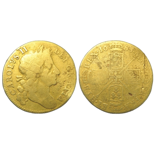 424 - Charles II Gold Guinea. 1683. Laureate bust right, CAROLVS II DEI GRATIA. R. Crowned cruciform shiel... 