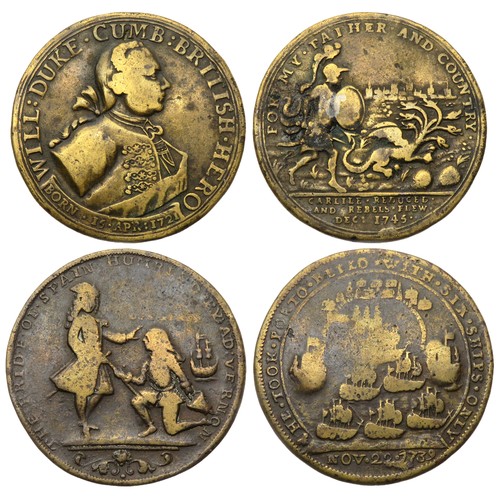 514 - Commemorative Medallions (2). 18th century CE. To include a Duke of cumberland, Carlise taken 1745 a... 