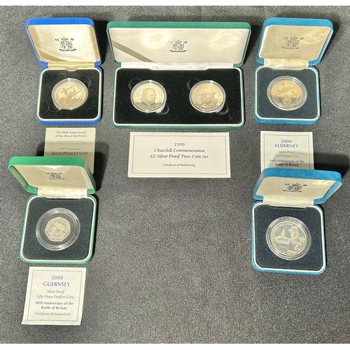 494 - Royal Mint: Collection of WWII Silver Proof Issues. The 80th Anniversary of the Royal Airfirce, 1998... 