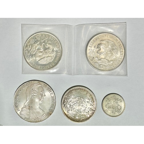 517 - Mixed Silver Coin Group (5). To include a 1780 Theresia re-strike, 2 x Mexico 25 Pesos 1968, 1964 10... 