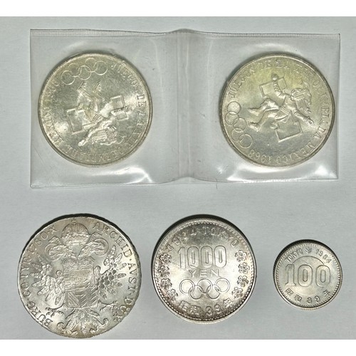 517 - Mixed Silver Coin Group (5). To include a 1780 Theresia re-strike, 2 x Mexico 25 Pesos 1968, 1964 10... 