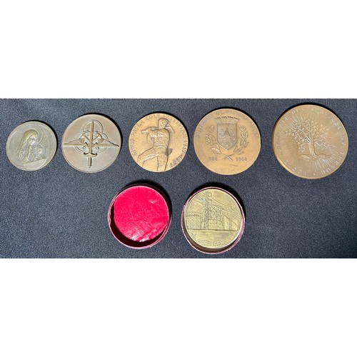 523 - Collection of Bronze Medallions (8). To include, French military award, France medal ELECTRICITE DE ... 