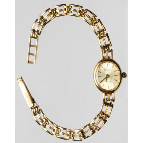 83 - Ladies gold watch, marked Geneve GOLD on the face and hallmarked for 9ct on the case and the clasp. ... 