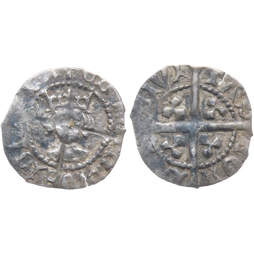 326 - Edward IV Halfpenny. Second reign, 1471-83 AD. London mint. Crowned facing bust, +EDWARD DEI GRA REX... 