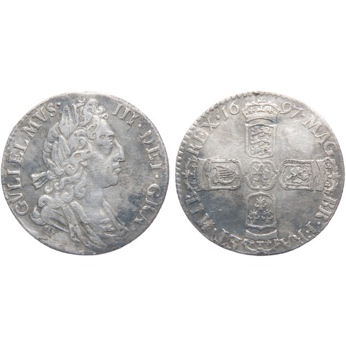 435 - William III Sixpence 1696. Laureate and draped bust right, GVLIELMVS III DEI GRA. R. Crowned crucifo... 