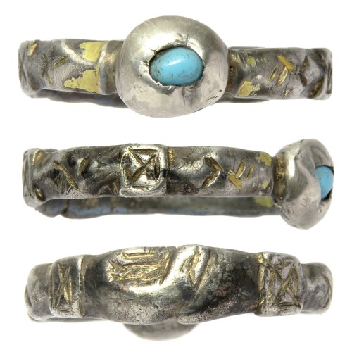 69 - Medieval silver gilt fede ring. Circa 15th century CE. UK ring size W, US size 11. 4.86g. 25mm. An i... 