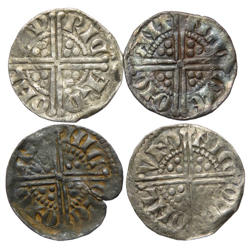 282 - Henry III pennies (4). Long cross coinage, 1247-72 AD. London and Canterbury mints. Moneyer Ricard, ... 