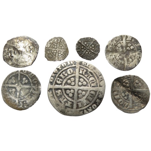 328 - Medieval Hammered Silver Coin Group (7). To include a groat, four pennies and two farthings. Edward ... 