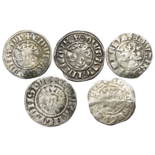 329 - Medieval Hammered Silver Penny Group (5). To include coins from the reigns of Edward I & II. Lon... 