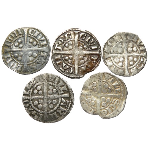 329 - Medieval Hammered Silver Penny Group (5). To include coins from the reigns of Edward I & II. Lon... 