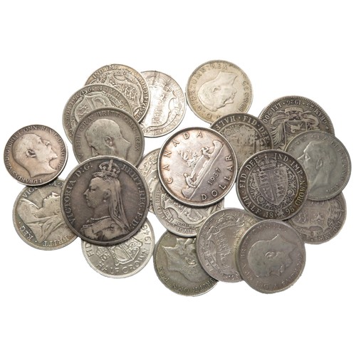 481 - Silver Coinage Group (20). British Coinage: Victoria crown 1889, three halfcrowns, 1895, 96, 98. Edw... 