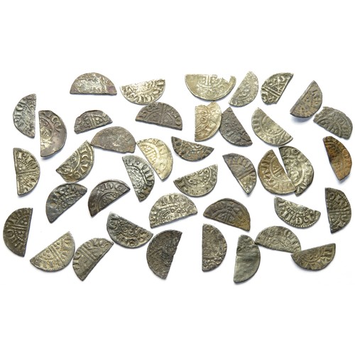 332 - Group of 40 Medieval hammered silver cut halfpennies, late 12th - mid 13th century, including issues... 