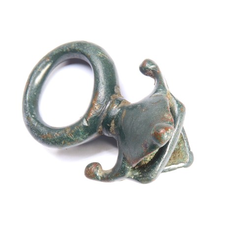 105 - Romano-British skirted terret Ring. The terret is complete and is comprised of a circular loop mount... 