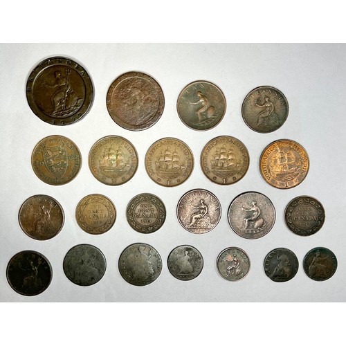 42 - Large group of British copper coinage (22). 18th-20th century AD. To include coins from the reigns o... 