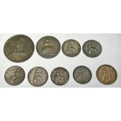 37 - Collection of British copper coins (9). 1806-1901, George III, William III and Victoria.