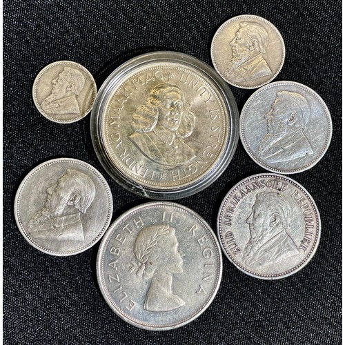 84 - South Africa: Collection of silver coins, 1890-1963. To include, Unity is strenth 1963 50C, 1958 fiv... 