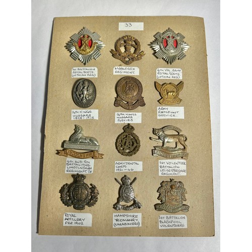 143 - Collection of Army regiment cap badges (12). To include, 1st Battalion Royal Scots, Lothian Reg, Mid... 