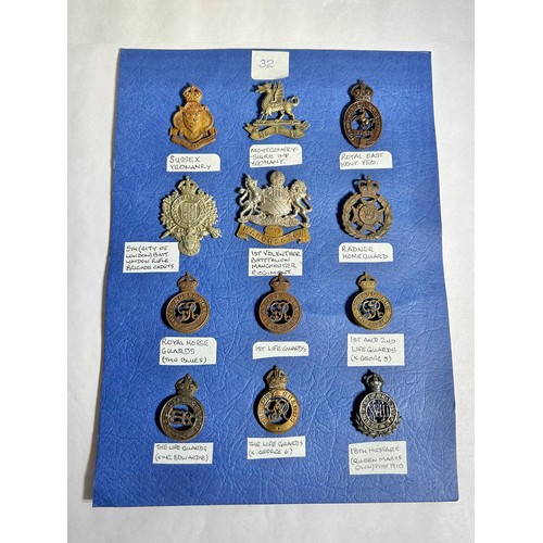 146 - Collection of Army regiment cap badges (12). To include, Sussex Yeomanry, Montgomeryshire Imperial Y... 