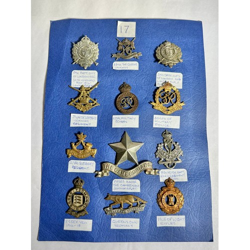 151 - Collection of Army regiment cap badges (12). To include, 5th Battalion City of London Reg, London Ri... 